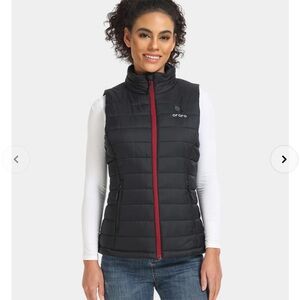 Ororo Heated Black Puffer Vest with Red Zipper